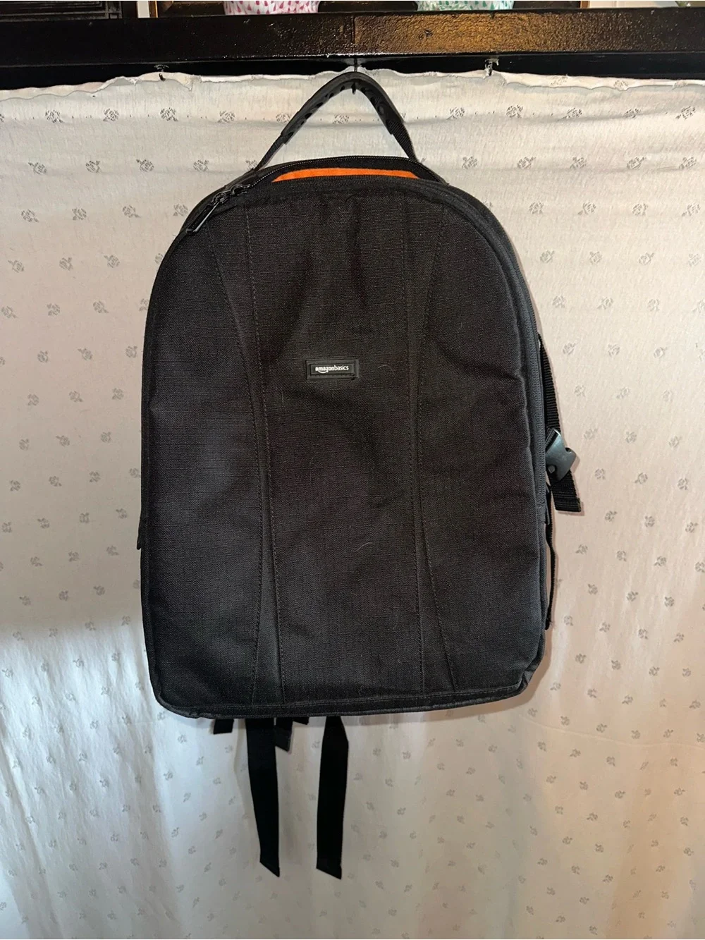 Travelon Camera Black Backpack with Orange Accent
